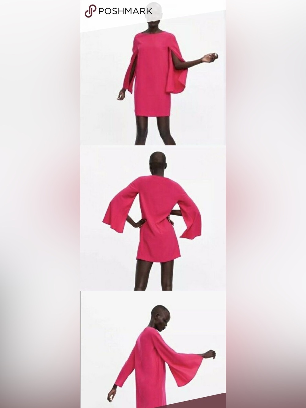 Zara Women’s Fuchsia Cape-Sleeve Shift Dress